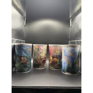 Thomas Kinkade Cozy Cottage Core Coffee Tea Mug Set of Four Cups
